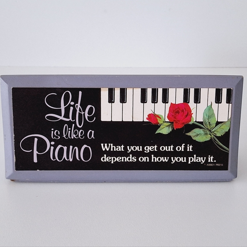 "Life is like a Piano" pyramid shaped decoration - vintage